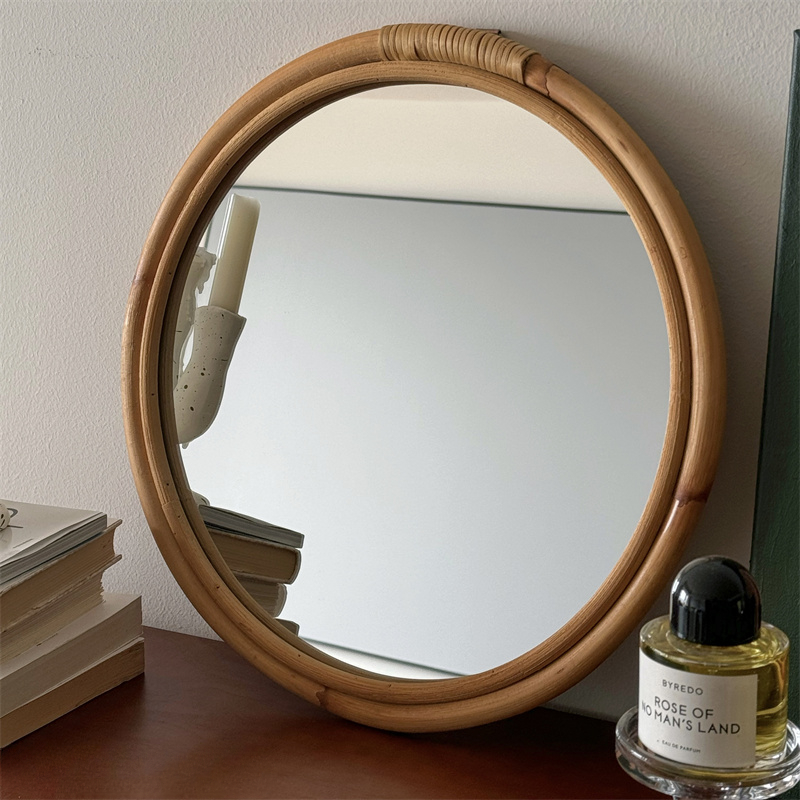 Rattan Mirror Round - Cermin Rias Rotan Abad Pertengahan Cermin