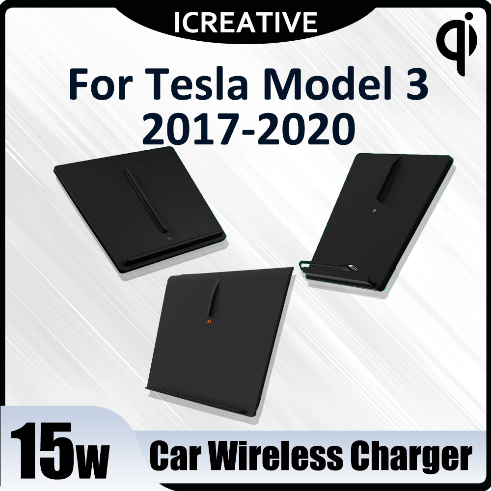 Interior Design Mockup - Pengisi daya mobil nirkabel untuk Tesla