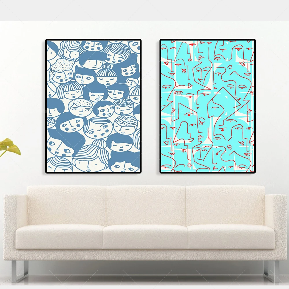 Interior Design Scandinavian - Poster Dekorasi seni sketsa grafis potret,