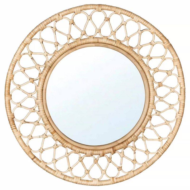 Rattan Mirror Round - Cermin Dinding Rotan Bulat, Bingkai Anyaman