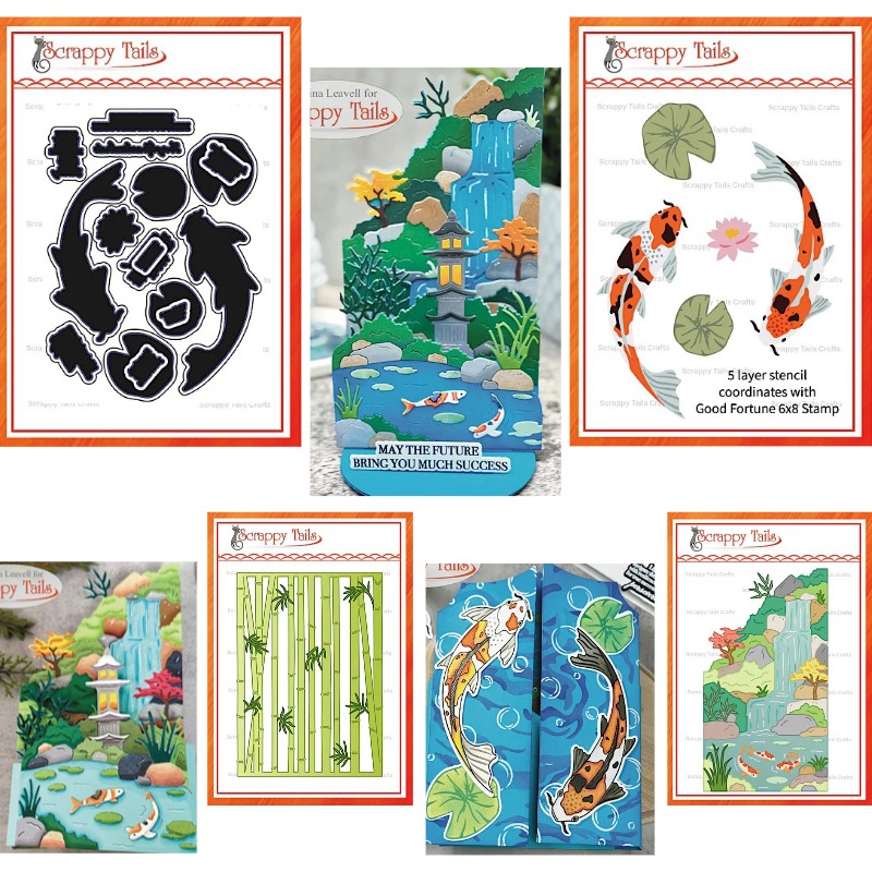 Interior Design Paper - Ragonflies Bamboo Pond Koi Fish Metal