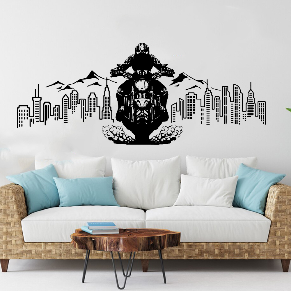 Interior Design Magazine - Stiker dinding petualangan sepeda motor Skyline