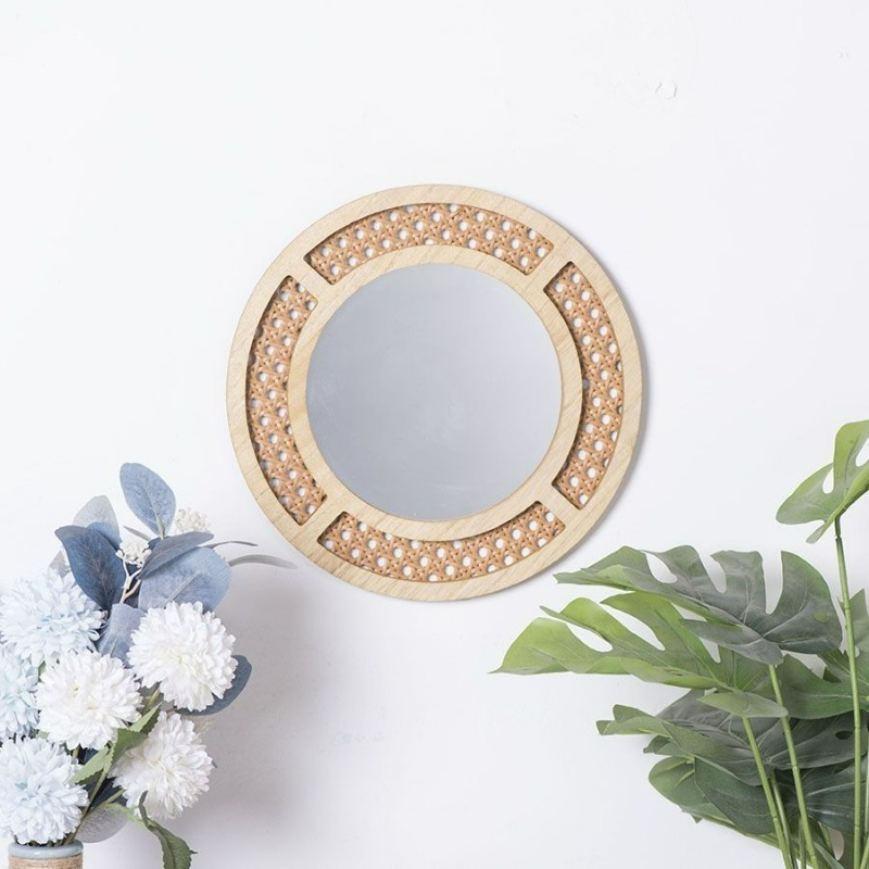 Rattan Mirror Round - Cermin Dekoratif Kreatif Buatan Tangan Imitasi