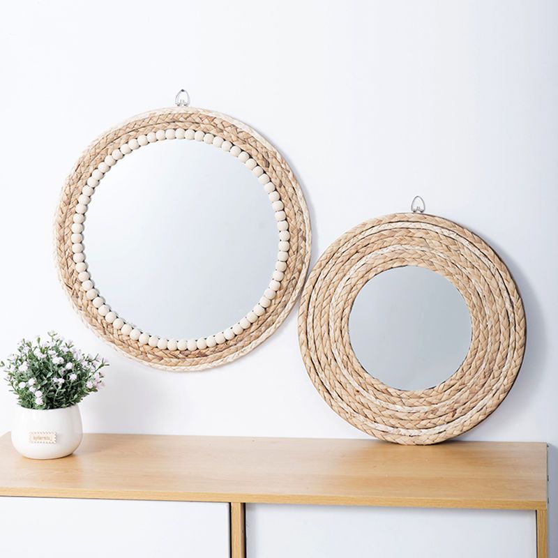 Rattan Mirror Round - Kerajinan Rotan Cermin Bulat Dekoratif Cermin