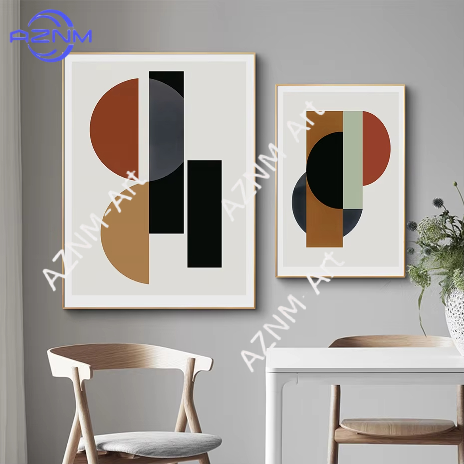 Interior Design Scandinavian - 1/2 Buah Lukisan Kanvas Skandinavia Bentuk