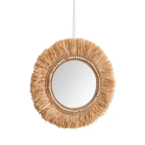 Rattan Mirror Round - Cermin Dekoratif Rotan untuk Kamar Mandi,