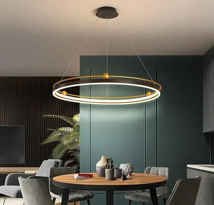 Engineering And Interior Design - Lampu gantung LED modern bentuk lingkaran