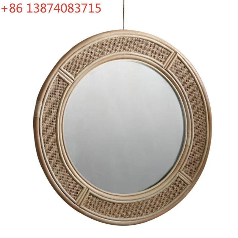 Rattan Mirror Round - Tempat Tidur & Sarapan Rotan Asli