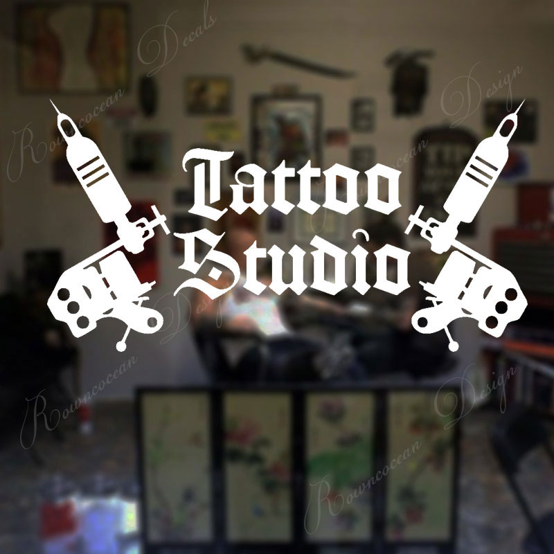 Interior Design Magazine - Tattoo Studio Logo Stiker Dinding Mesin