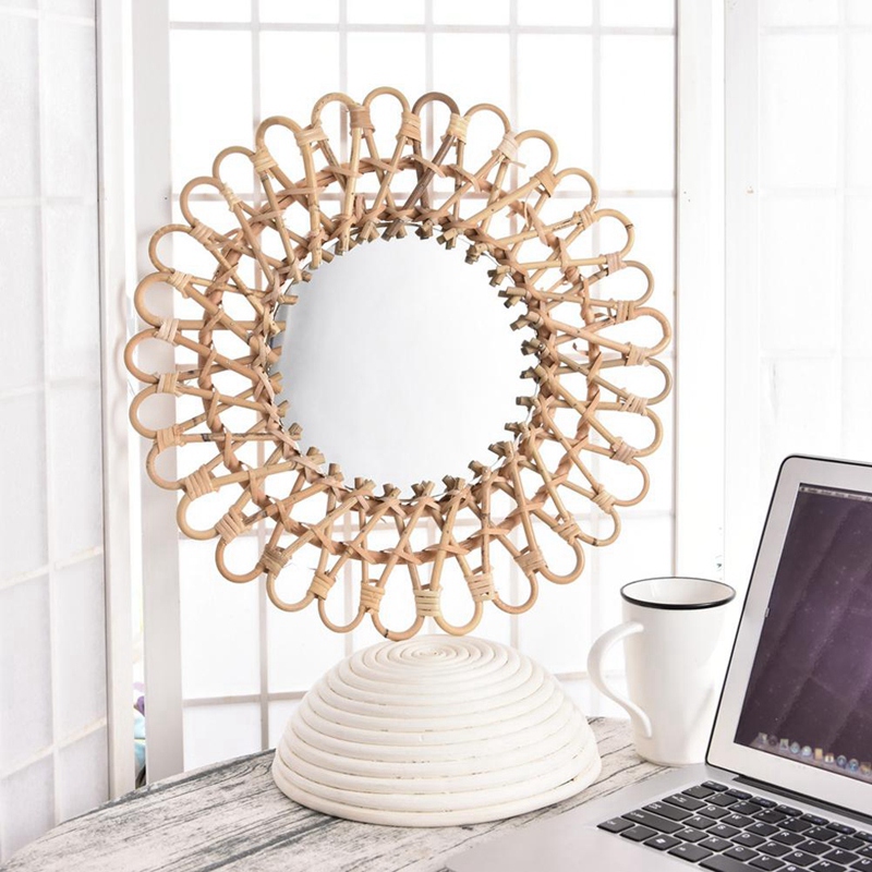 Cermin Dinding Rotan Nordik 40 - Rattan Mirror Round ulasan dan harga