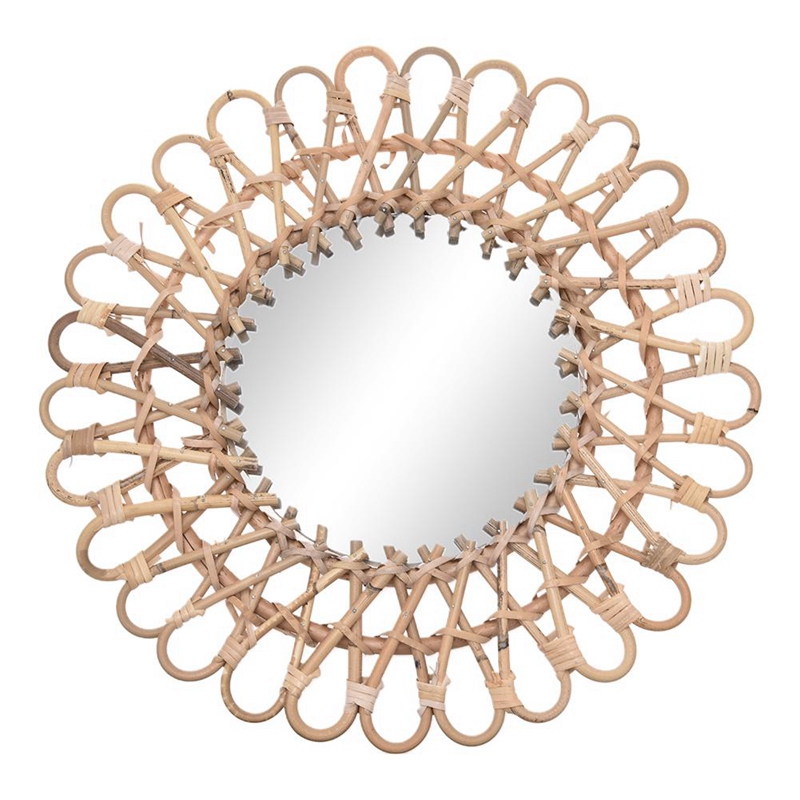 Cermin Dinding Rotan Nordik 40 - Rattan Mirror Round ulasan dan harga