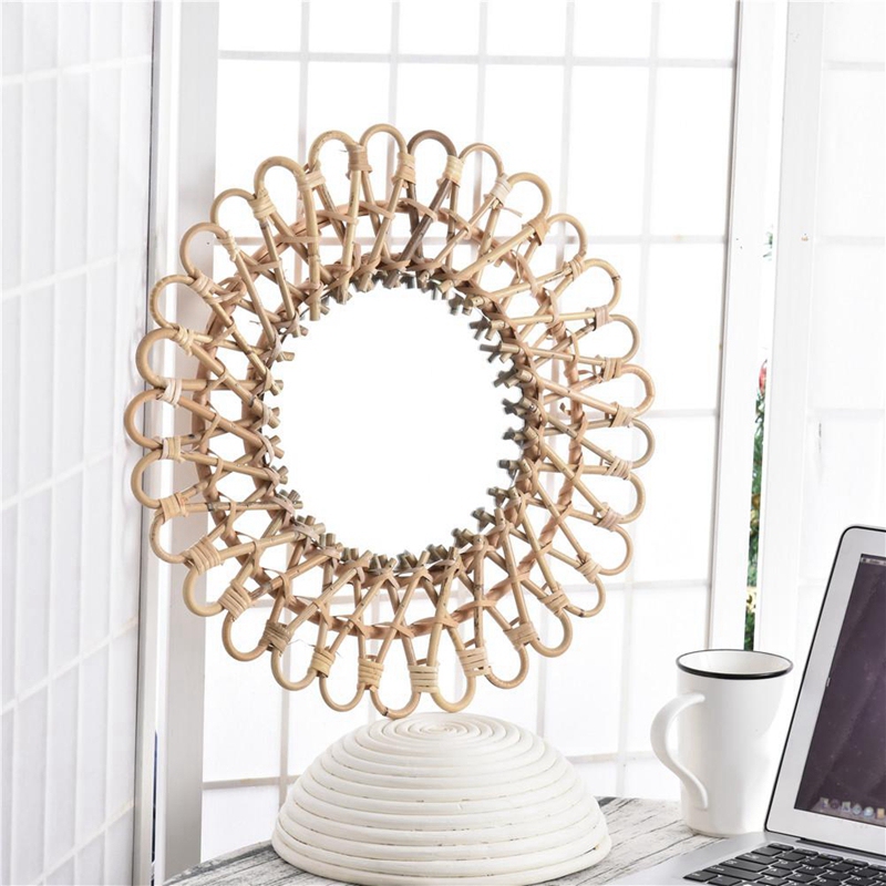 Cermin Dinding Rotan Nordik 40 - Rattan Mirror Round ulasan dan harga