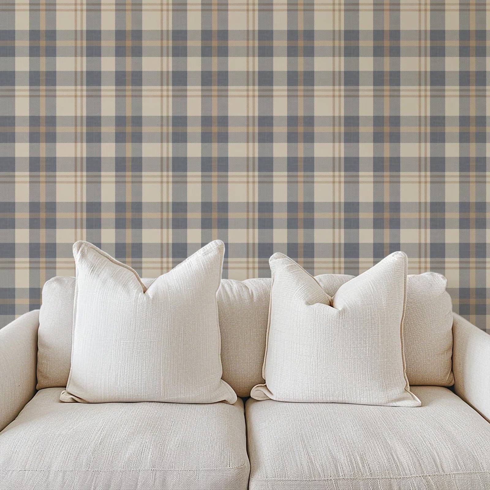 Wallpaper Kotak-kotak Biru Net - Interior Design Scandinavian ulasan dan harga