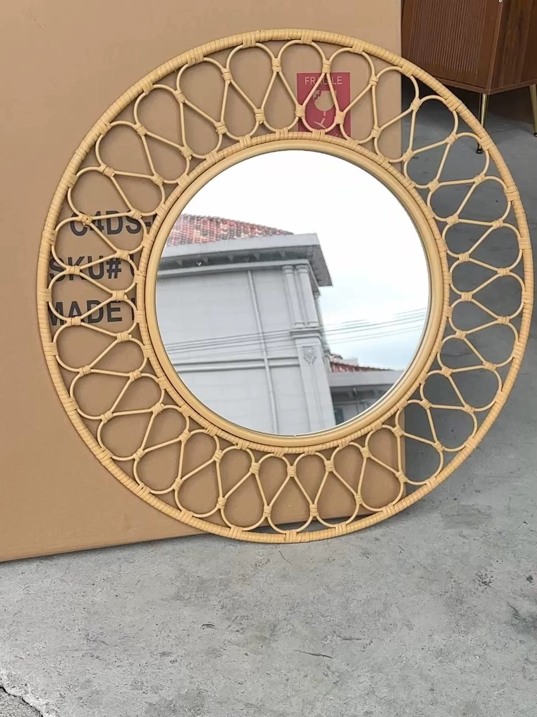 Cermin Dinding Rotan Bulat, Bi - Rattan Mirror Round ulasan dan harga