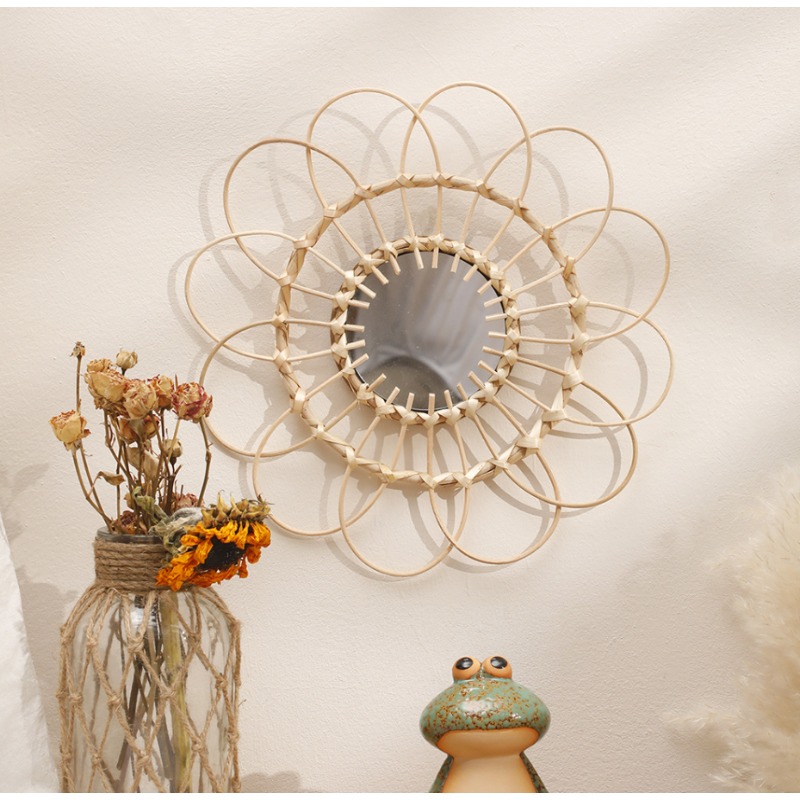 Cermin Gantung Rotan Bentuk Bu - Rattan Mirror Round ulasan dan harga