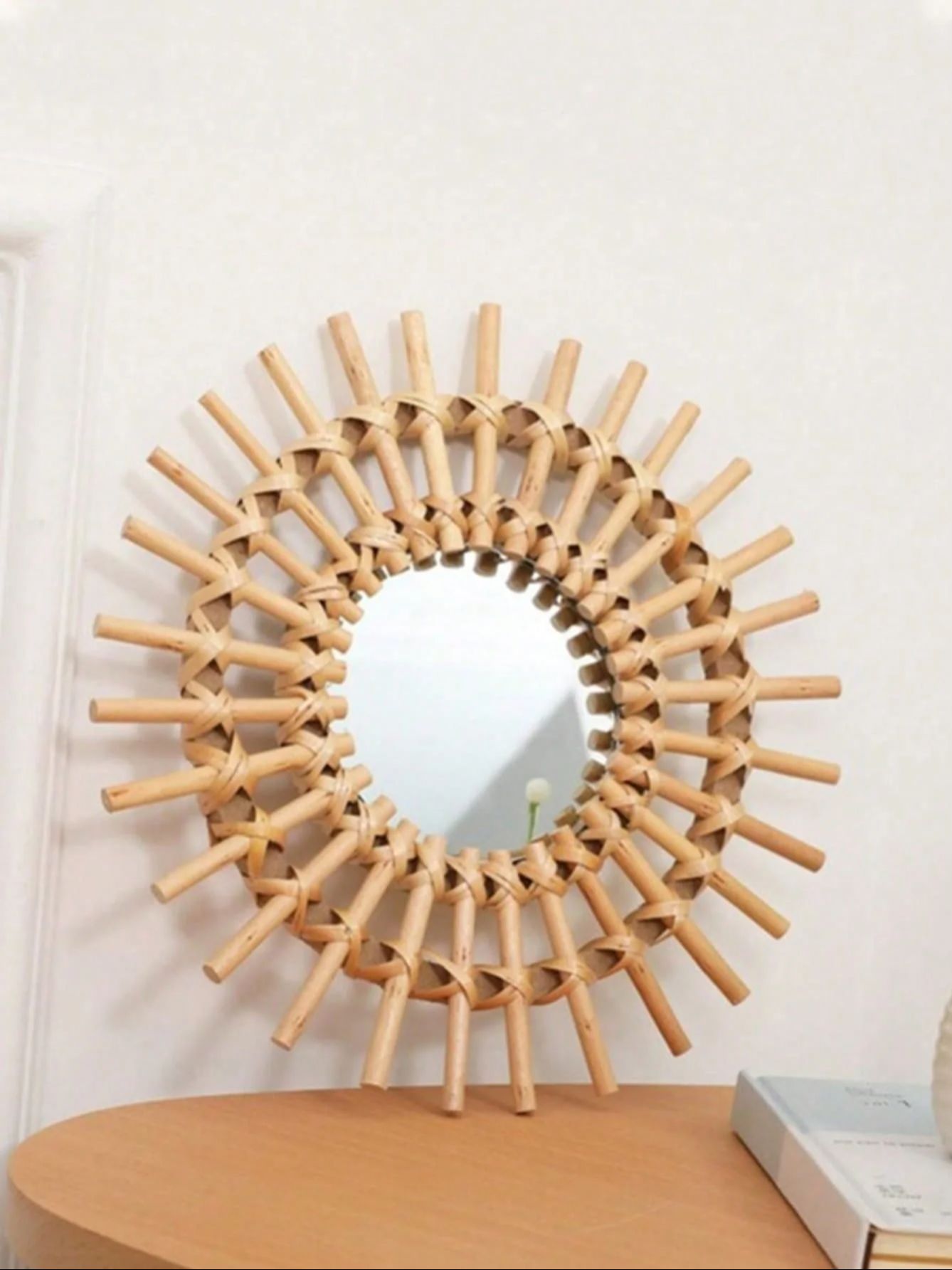 Cermin Dinding Rotan Boho, Sen - Rattan Mirror Round ulasan dan harga