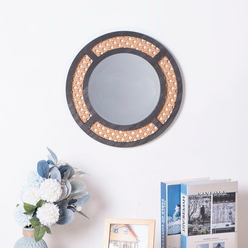 Cermin Dekoratif Kreatif Buata - Rattan Mirror Round ulasan dan harga