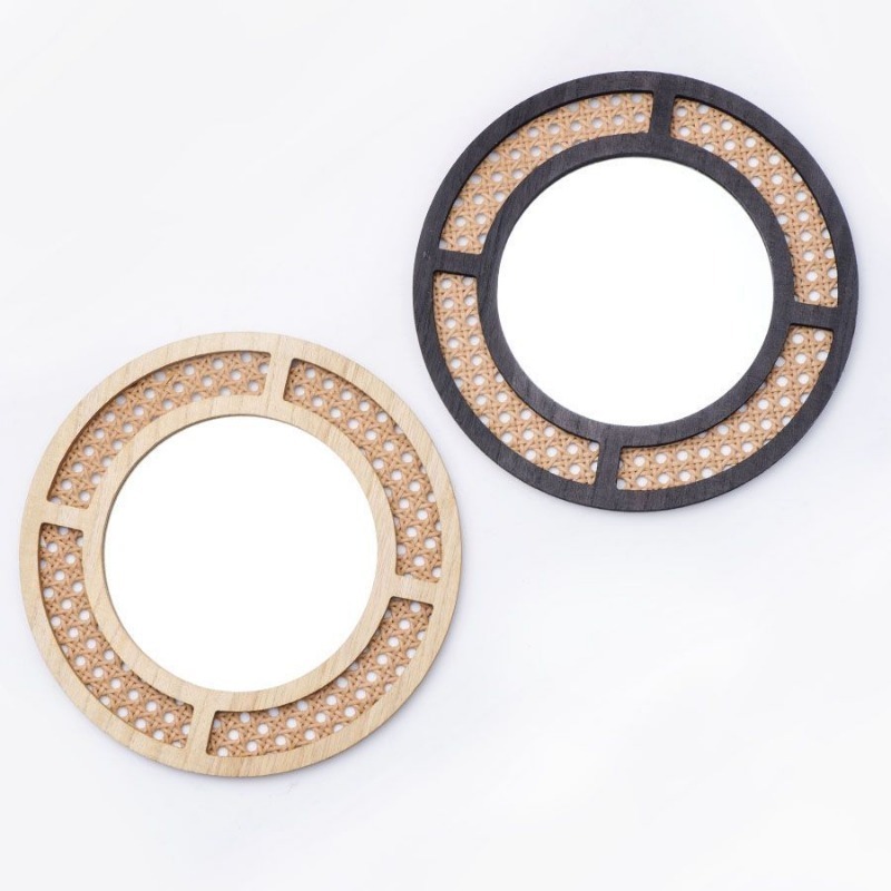 Cermin Dekoratif Kreatif Buata - Rattan Mirror Round ulasan dan harga