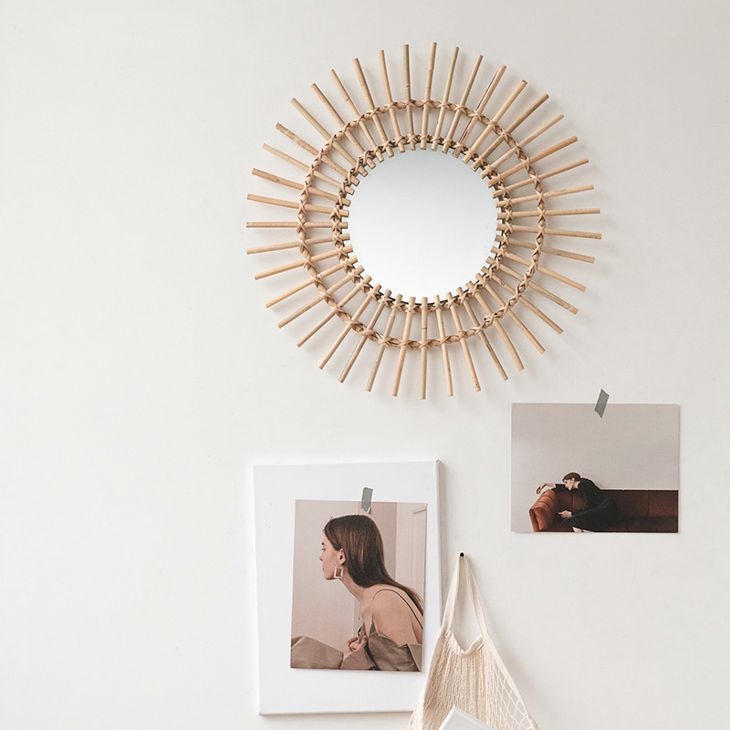 Cermin rias gantung dinding ro - Rattan Mirror Round ulasan dan harga