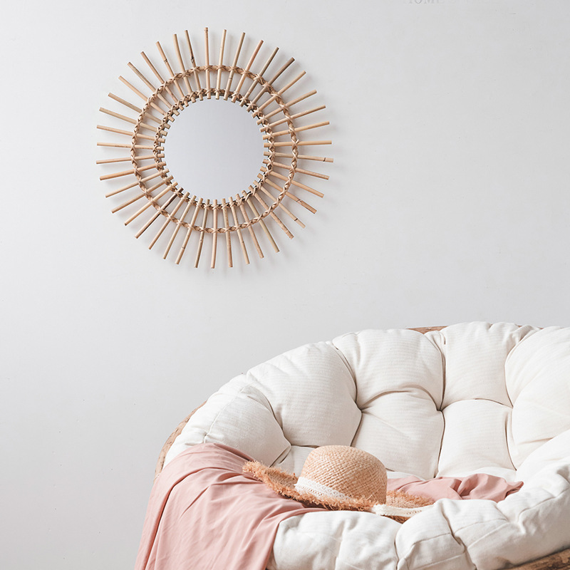Cermin rias gantung dinding ro - Rattan Mirror Round ulasan dan harga