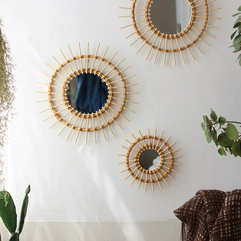 Cermin Dekoratif Bulat Rotan K - Rattan Mirror Round ulasan dan harga