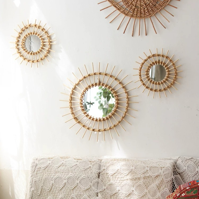 Cermin Dekoratif Bulat Rotan K - Rattan Mirror Round ulasan dan harga