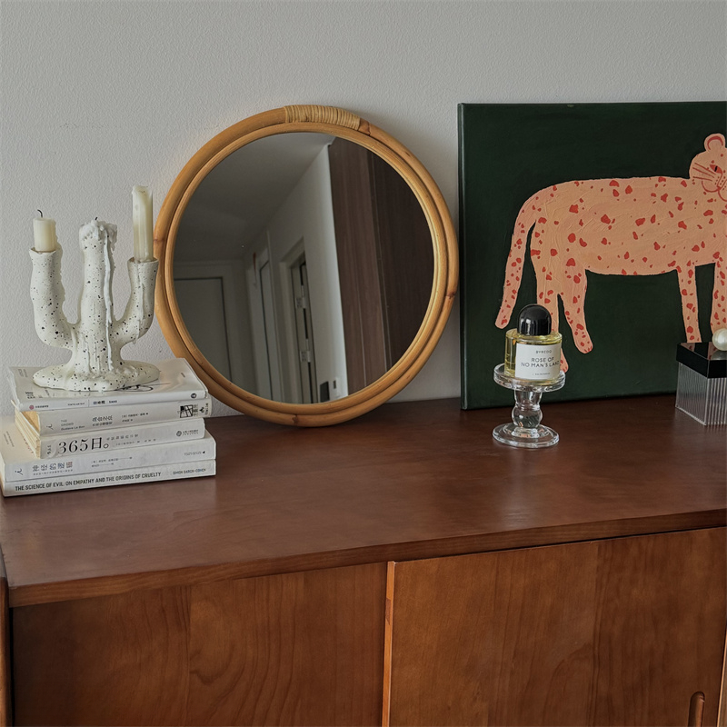 Cermin Rotan Abad Pertengahan  - Rattan Mirror Round ulasan dan harga