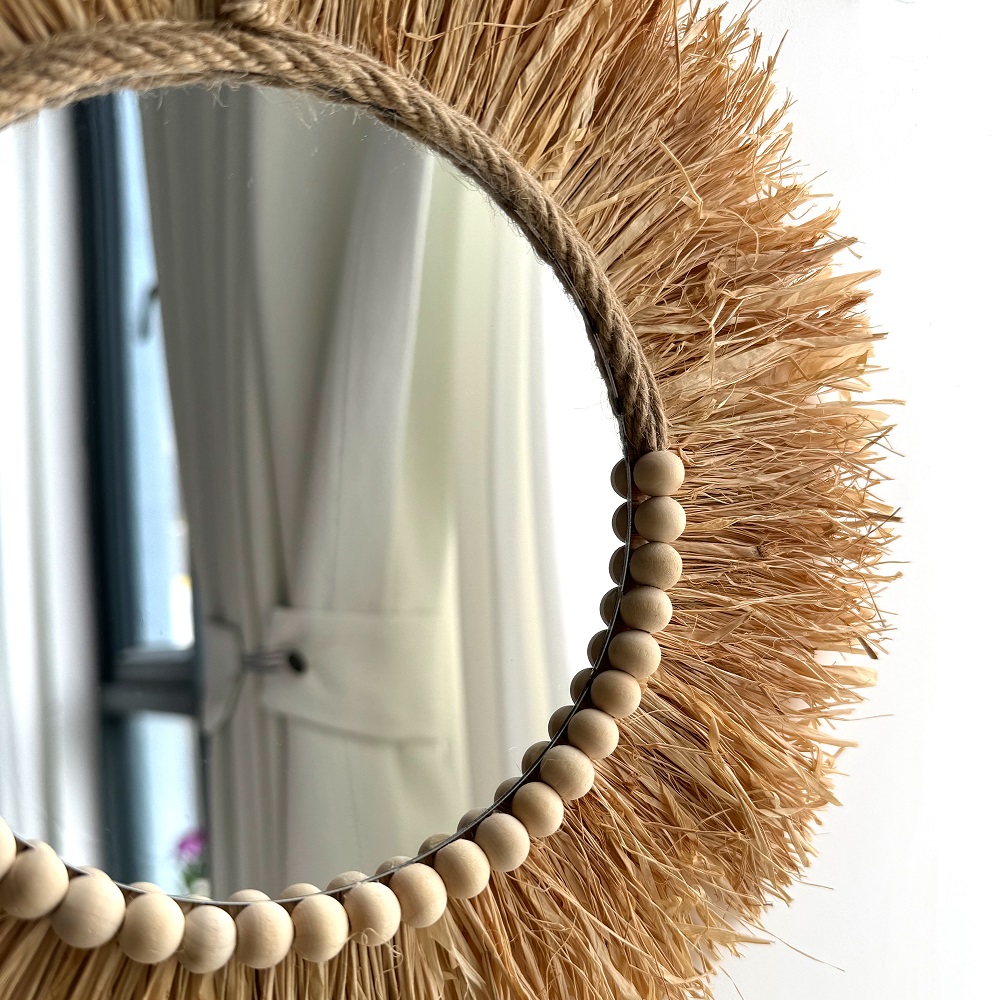 Cermin Boho rafia buatan tanga - Rattan Mirror Round ulasan dan harga