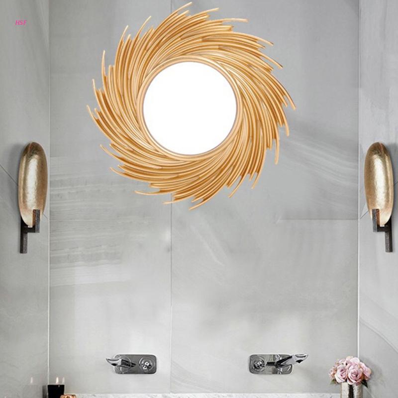 Dekorasi bentuk matahari cermi - Rattan Mirror Round ulasan dan harga