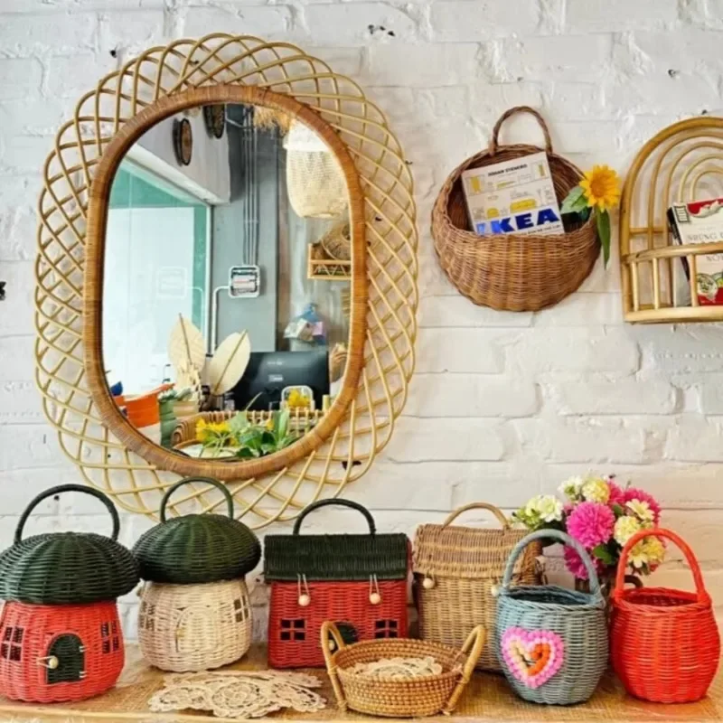 Cermin dinding rotan bundar mo - Rattan Mirror Round ulasan dan harga