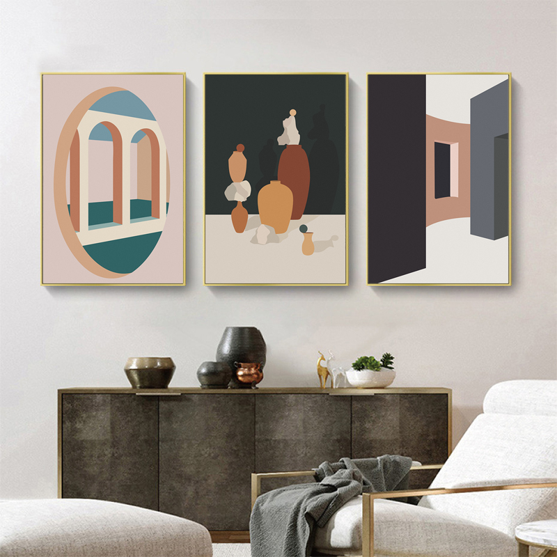 Retro Morandi bangunan kanvas  - Interior Design And Build ulasan dan harga