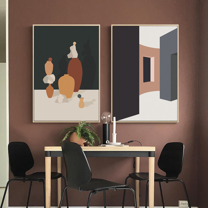 Retro Morandi bangunan kanvas  - Interior Design And Build ulasan dan harga