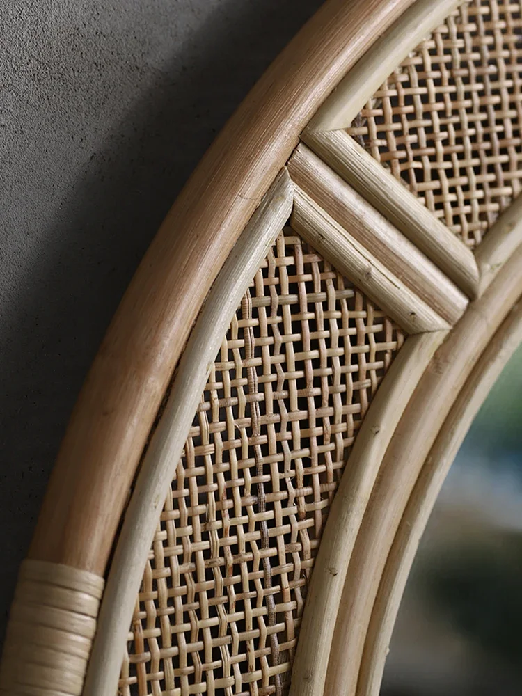 Tempat Tidur & Sarapan Rotan A - Rattan Mirror Round ulasan dan harga